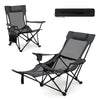 Reclining Camping Chair with Removable Footrest for Hiking Fishing-Grey