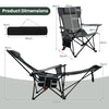 Reclining Camping Chair with Removable Footrest for Hiking Fishing-Grey