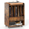 Record Player Stand On Wheels with 5 Compartments for Living Room Bedroom-Brown