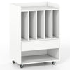 Record Player Stand On Wheels with 5 Compartments for Living Room Bedroom-White