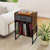 Record Player Stand Turntable Stand with Drawer and Record Holder-Brown