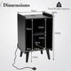 Record Player Stand with 4 Open Shelves Power Outlet USB Charging Port-Black