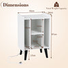 Record Player Stand with 4 Open Shelves Power Outlet USB Charging Port-White