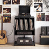 Record Player Stand with Charging Station Turntable Stand with Vinyl Storage Holder-Black