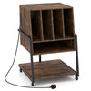 Record Player Stand with Charging Station Turntable Stand with Vinyl Storage Holder-Rustic Brown