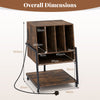 Record Player Stand with Charging Station Turntable Stand with Vinyl Storage Holder-Rustic Brown
