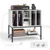 Record Player Stand with Charging Station for Living Room-White