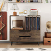 Record Player Stand Mid Century Turntable Stand with Open Compartment-Brown