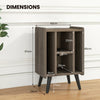 Record Player Stand with 4 Open Shelves Power Outlet USB Charging Port-Oak