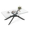Rectangle Glass Coffee Table with Tempered Glass Top and Metal Tubular Legs-Black