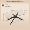 Rectangle Glass Coffee Table with Tempered Glass Top and Metal Tubular Legs-Black