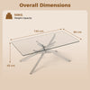 Rectangle Glass Coffee Table with Tempered Glass Top and Metal Tubular Legs-Silver