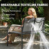 Outsunny Metal Garden Bench, 2 Seater Outdoor Furniture Seating with Breathable Texteline Fabric, Park Patio Seat, Grey