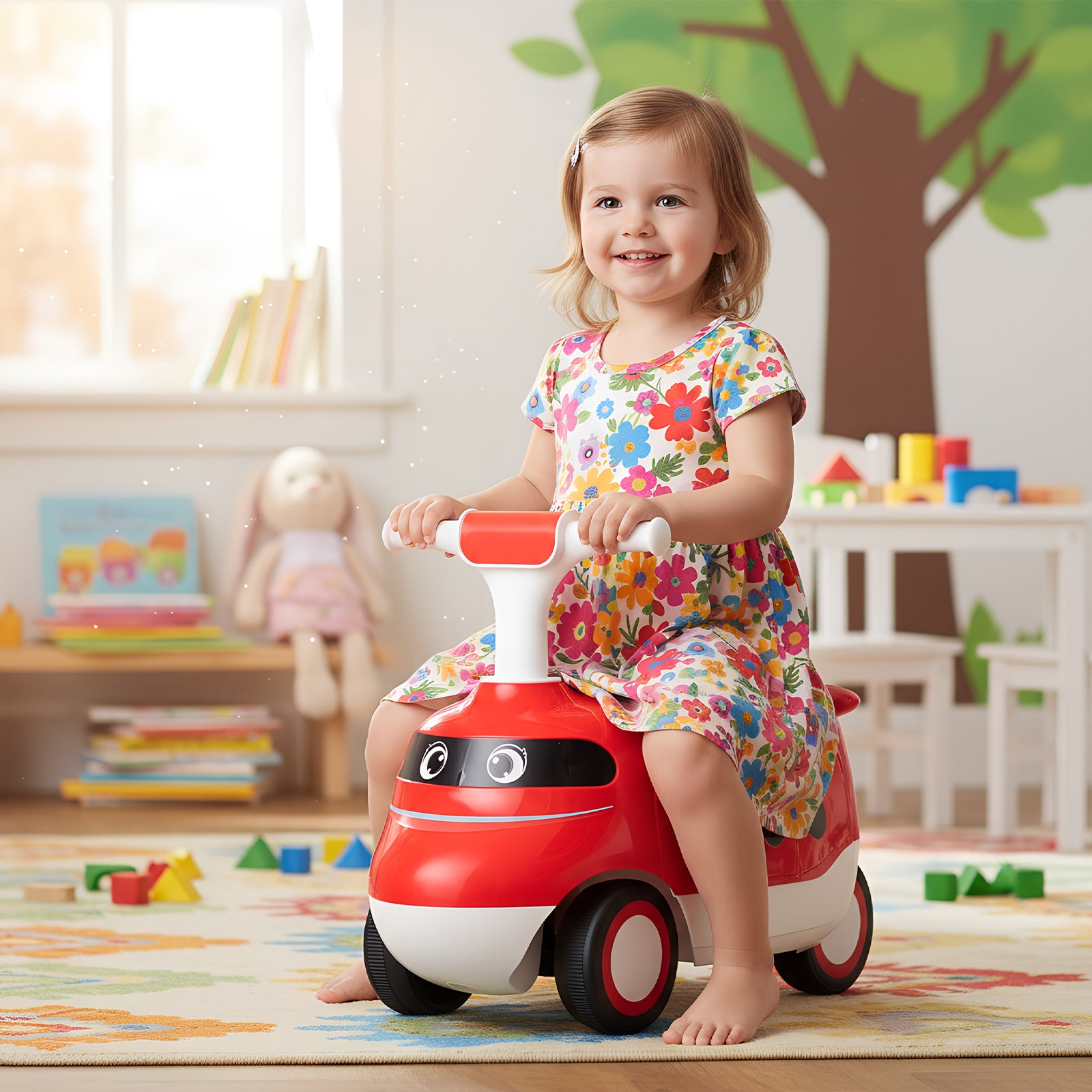 Ride on Push Car for Toddlers Sit to Stand Car with Horn and Storage-Red