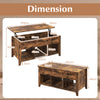 Rising Center Table with Lift Top Hidden Compartment-Rustic Brown