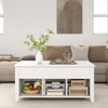 Rising Center Table with Lift Top Hidden Compartment-Off White