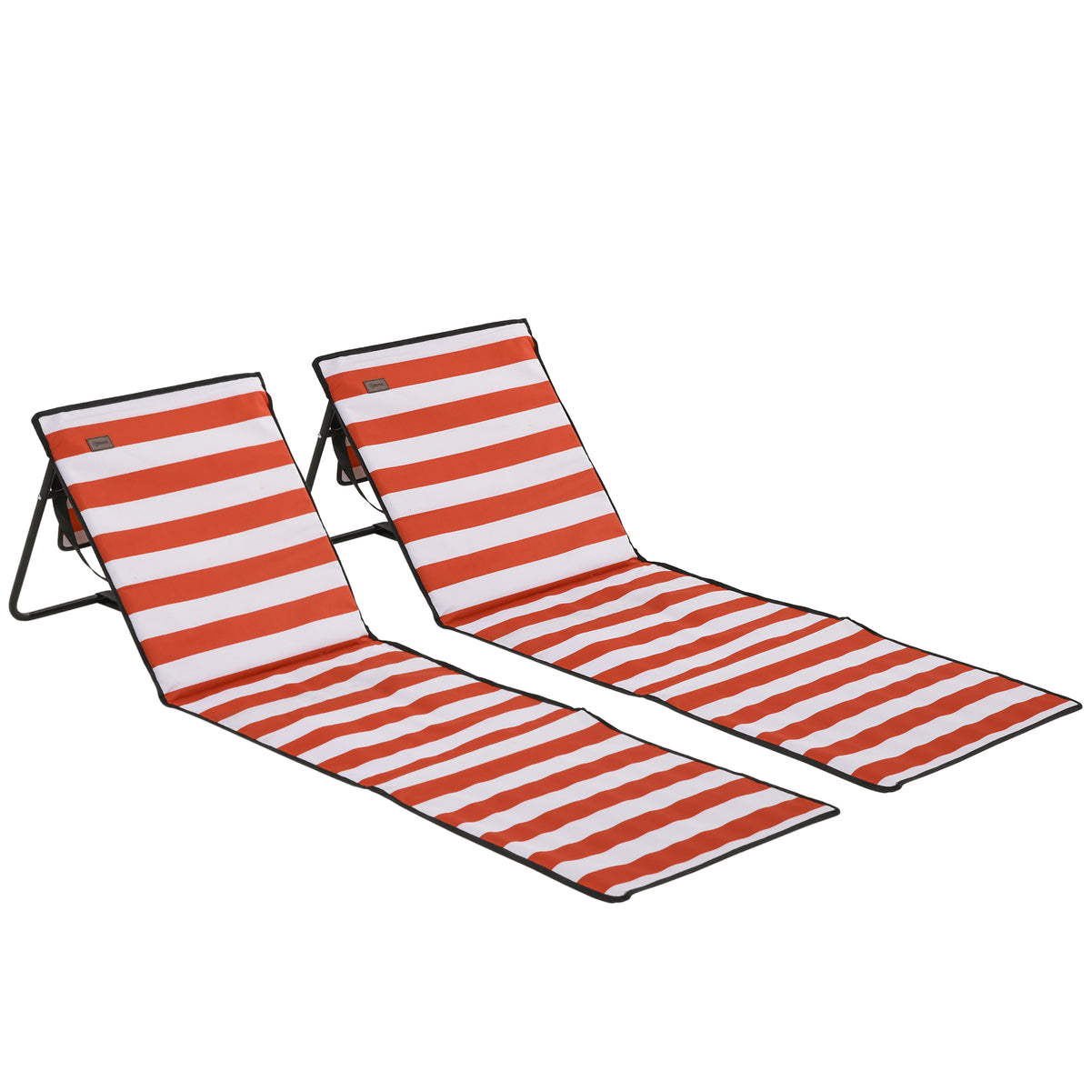Outsunny Set of 2 Foldable Garden Beach Chair Mat in Black and Red and White