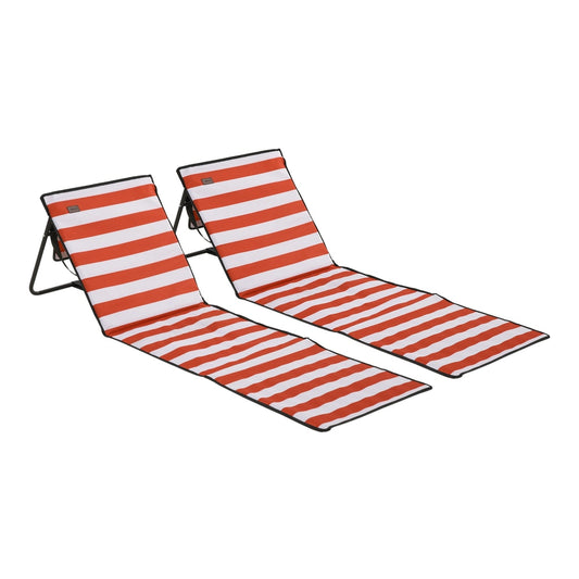 Outsunny Set of 2 Foldable Garden Beach Chair Mat in Black and Red and White