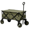 Outsunny Folding Garden Trolley, Cargo Trailer on Wheels, Collapsible Camping Trolley with Folding Board, Outdoor Utility Wagon with Steel Frame and Oxford Fabric, Green