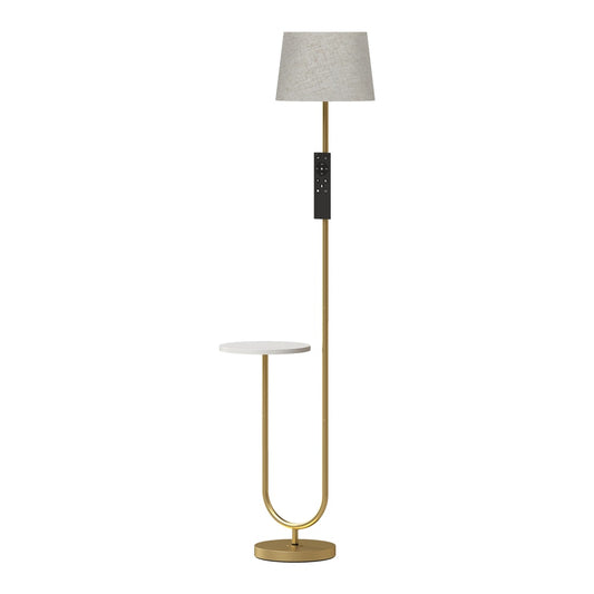 HOMCOM Modern Floor Lamp with Shelf in Gold Tone