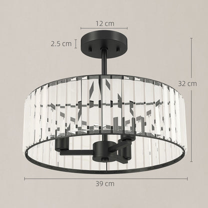 HOMCOM Crystal Ceiling Light, Semi Flush Mount Modern Crystal Chandelier Ceiling Light, E14 Base 3-Lights, Bulbs Not Included