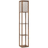 HOMCOM Three-Shelf Standing Lamp - Rustic Brown/White