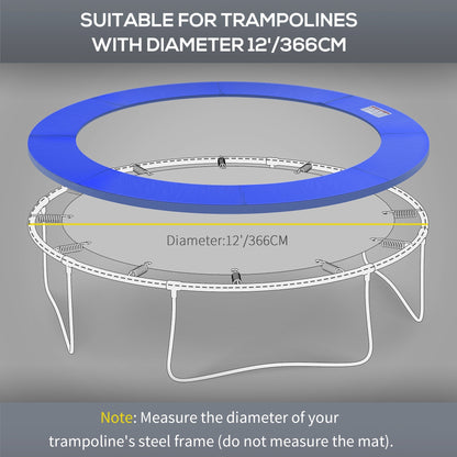 HOMCOM 12ft Trampoline Pad a366cm Trampoline Accessories Surround Pad Thick Foam Pads Padding Replacement Spare- Blue