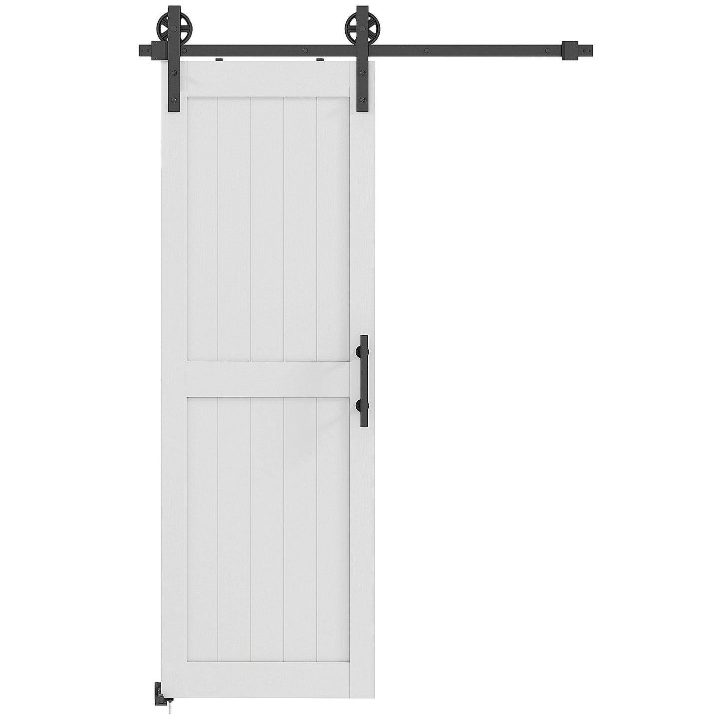 HOMCOM 152.4cm Sliding Barn Door Kit, Sliding Door with Track, Hardware, Upgraded Rollers and Floor Guide, Handle, White
