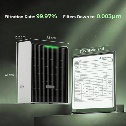 HOMCOM Air Purifier for Home, H13 HEPA Filter, Pet Air Cleaner, Sleep & Auto Mode, 24m², Quiet 28dB, AQI Indicator, 8H Timer