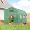 Outsunny 2 x 3 m Walk-in Polytunnel Greenhouse with Hinged Door and 6 Roll Up Mesh Windows, Garden Tunnel Warm House Tent, Green