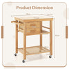Rolling Bamboo Kitchen Island Cart with Drawers and Shelves