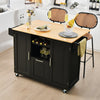 Rolling Kitchen Island Cart with Drop-Leaf Countertop-Black