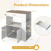 Rolling Kitchen Island with Built-in Charging Station and Lockable Wheels-Natural & White