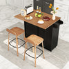 Rolling Kitchen Island with Drop Leaf Kitchen Cart with Tilt Out Trash Can Cabinet-Black