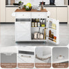 Rolling Kitchen Island with Drop Leaf Kitchen Cart with Tilt Out Trash Can Cabinet-White