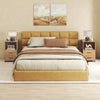 Rolling Nightstand with Storage Drawers and Shelves for Bedroom Set of 2-Natural