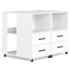 Rolling Nightstand with Storage Drawers and Shelves for Bedroom Set of 2-White