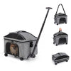Rolling Pet Carrier with Telescopic Handle and Washable Pad Foldable