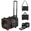 Rolling Pet Carrier with Telescopic Handle and Washable Pad for Dogs and Cats