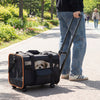 Rolling Pet Carrier with Telescopic Handle and Washable Pad for Dogs and Cats