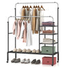 Rolling Clothes Drying Rack with 2 Adjustable Hanging Bars-Black & Silver