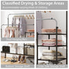 Rolling Clothes Drying Rack with 2 Adjustable Hanging Bars-Black & Silver