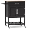 Rolling Kitchen Island Cart with Drawer and 2-Door Storage Cabinet-Black