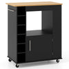 Rolling Kitchen Island with Storage and Towel Rack-Black