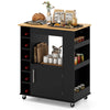Rolling Kitchen Island with Storage and Towel Rack-Black