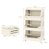 3/4/5/6 Tier Rolling Laundry Basket with Wheels and Handles for Laundry Room-Beige-4-Tier