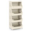 3/4/5/6 Tier Rolling Laundry Basket with Wheels and Handles for Laundry Room-Beige-5-Tier