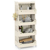 3/4/5/6 Tier Rolling Laundry Basket with Wheels and Handles for Laundry Room-Beige-5-Tier