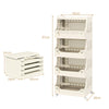 3/4/5/6 Tier Rolling Laundry Basket with Wheels and Handles for Laundry Room-Beige-5-Tier