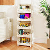 3/4/5/6 Tier Rolling Laundry Basket with Wheels and Handles for Laundry Room-Beige-6-Tier